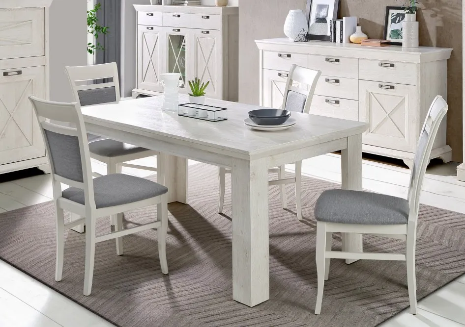 Stół rozkładany KASHMIR 160(205)x90 pinia biała - KSMT40-D43