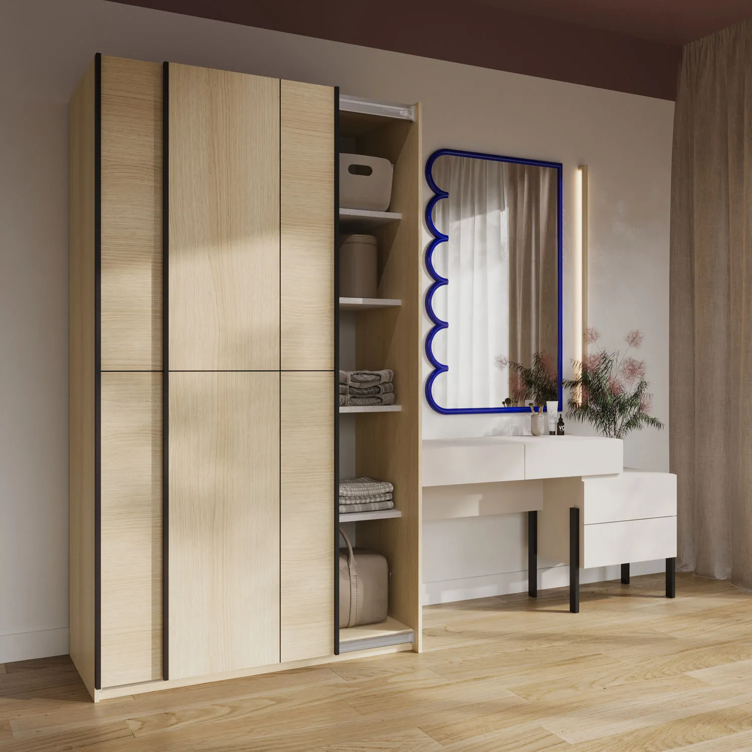 Szafa 2-drzwiowa CUBE drzwi przesuwne 120x210 dąb lindberg - 24LGOF64