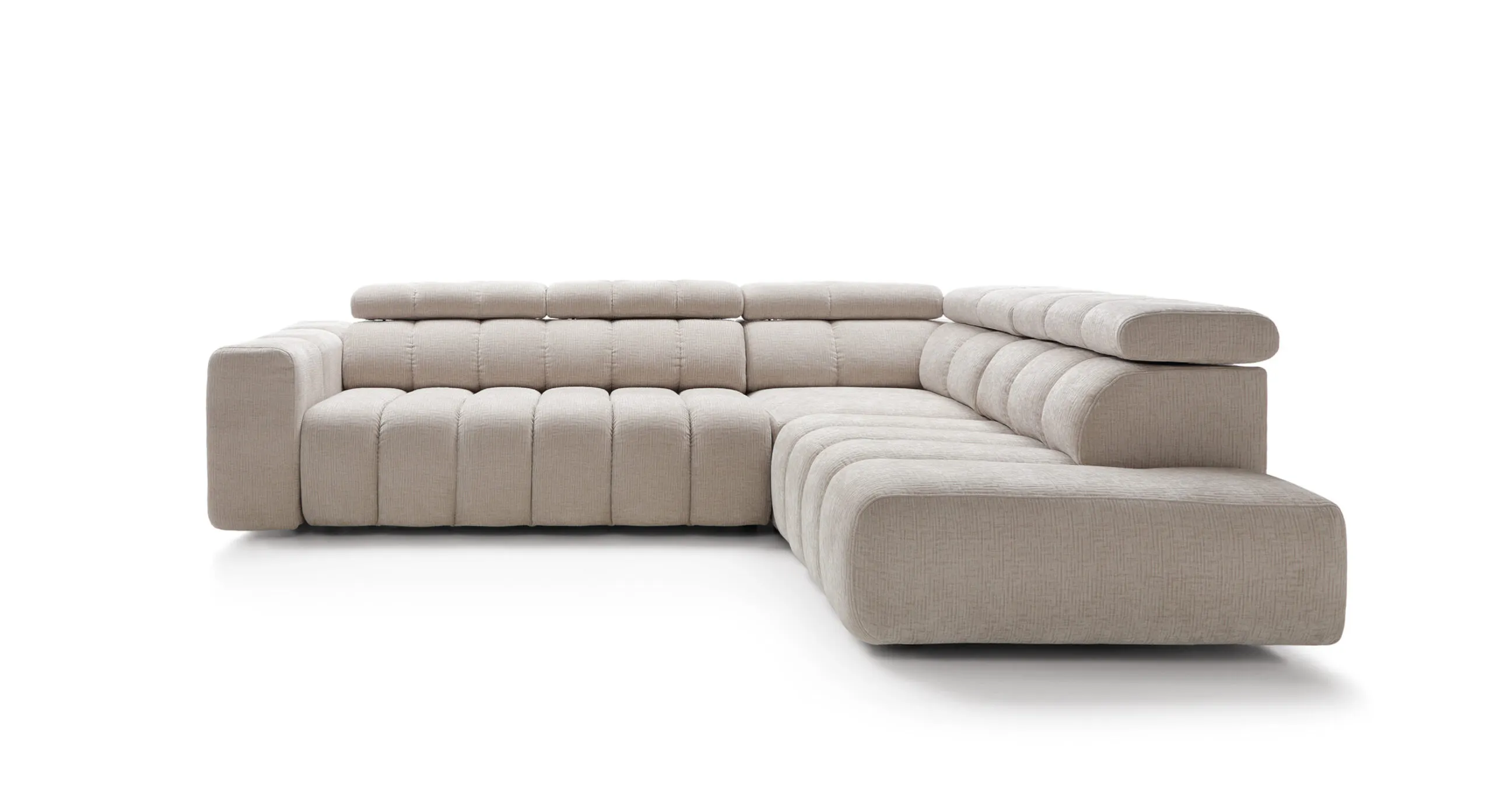 Narożnik modułowy ZURICH A2E-C-OTTR prawostronny, regulowane zagłówki - Tkanina Over The Horizon 08 beżowy Kanapa, Meble, Poduszka, Wystrój domu