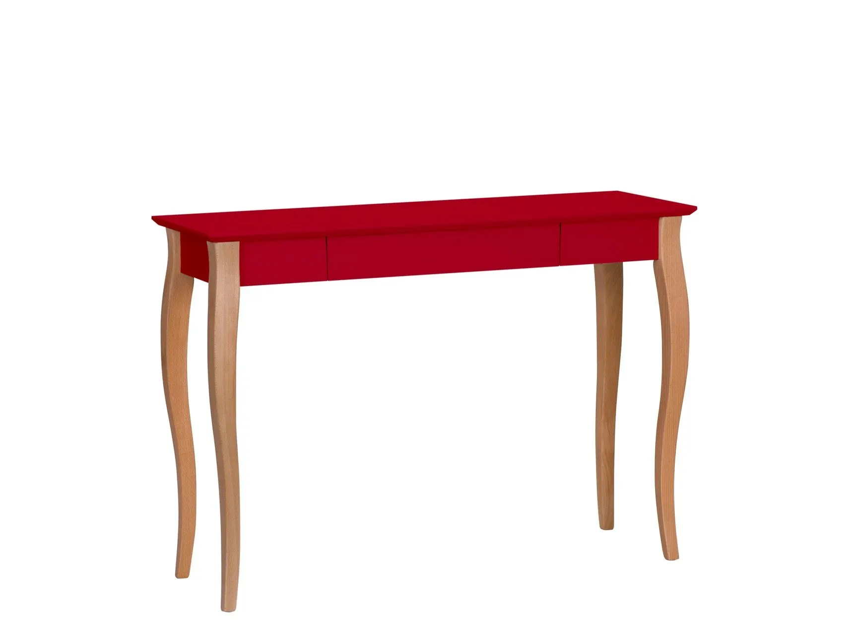 Biurko z szufladą LILLO 105x40 czerwony blat/drewniane nogi