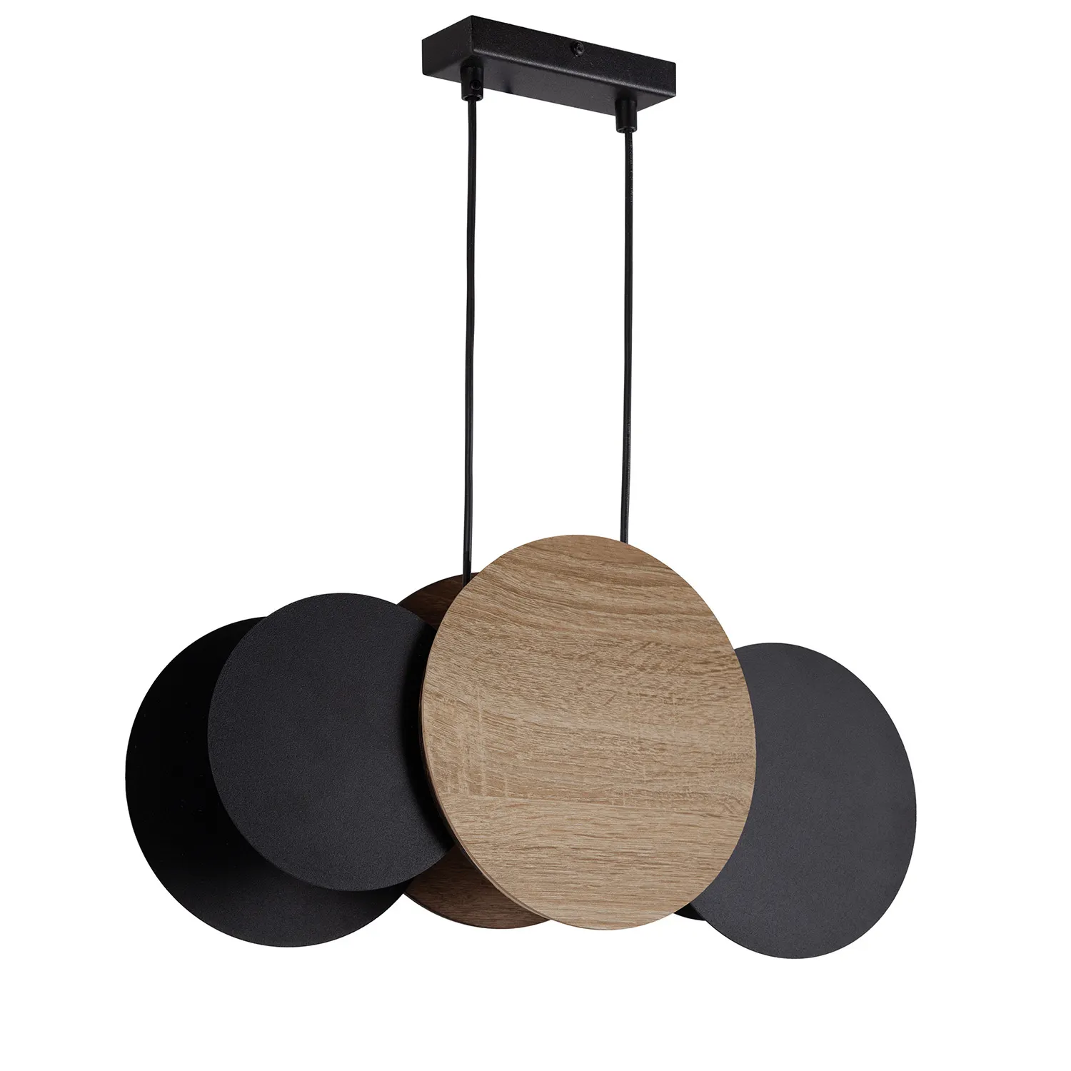 Lampa wisząca TOLA 3 czarna efekt drewna