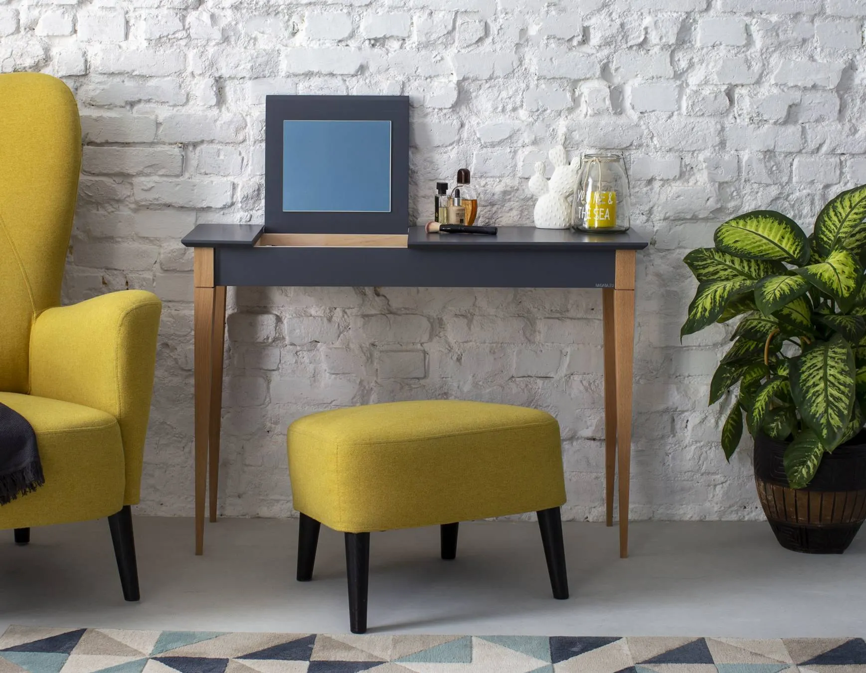 Toaletka z lustrem MIMO 85x35cm brązowy naturalny - NRAGABADTMI27