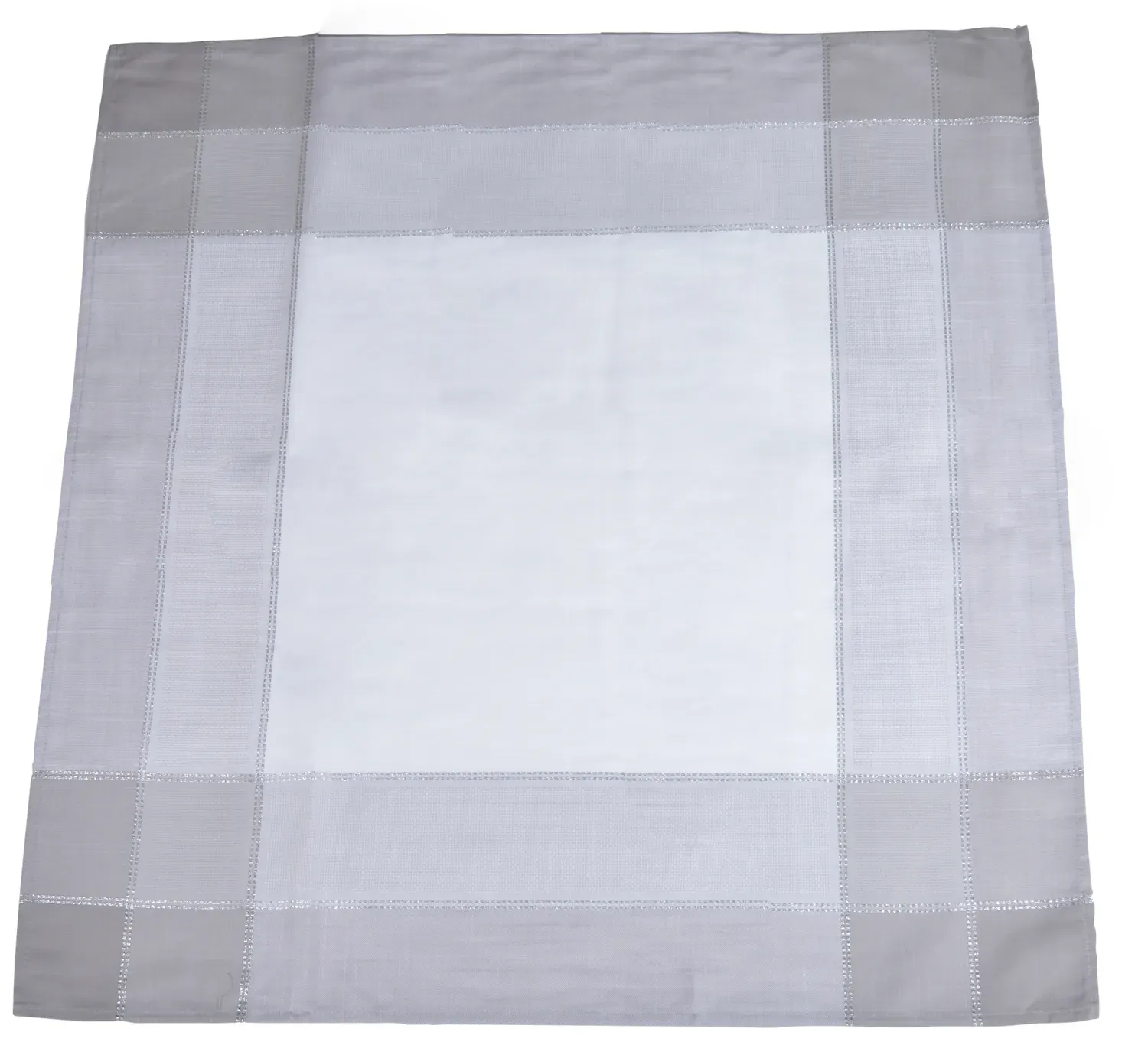 Obrus świąteczny kwadratowy 85x85 ze srebrną nitką biało-szary