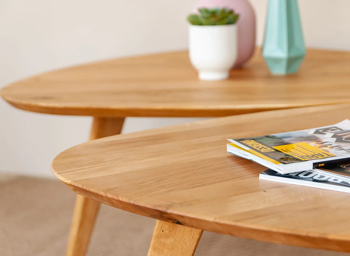 Stolik kawowy dębowy ORBETELLO owalny 95x96 cm - dąb olejowany - 3SORB59