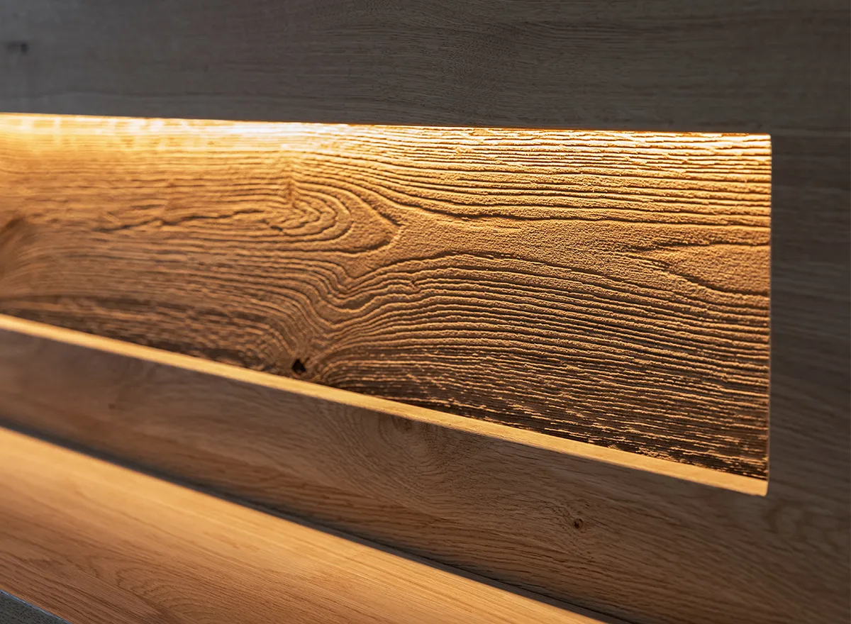 Półka wisząca DIVISIONE oświetlenie led 123 cm dąb olejowany - ZIDIV11