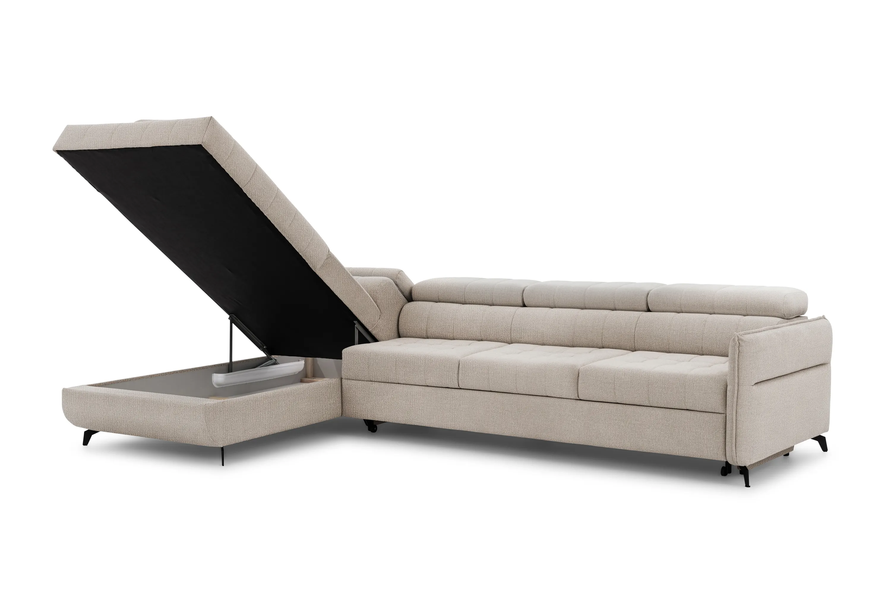 Narożnik lewostronny ELARIAS MAXI regulacja zagłówka i podłokietników tkanina Perfect harmony 07 beżowy - B_168605