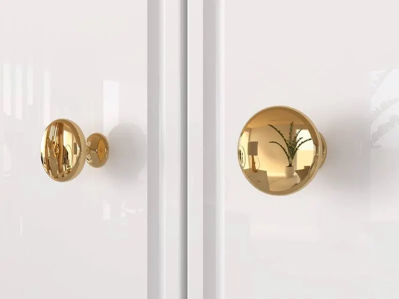 Szafa 2-drzwiowa z szufladą GOLDIN 01 biały połysk na złotych nogach - 1GOLD01-001