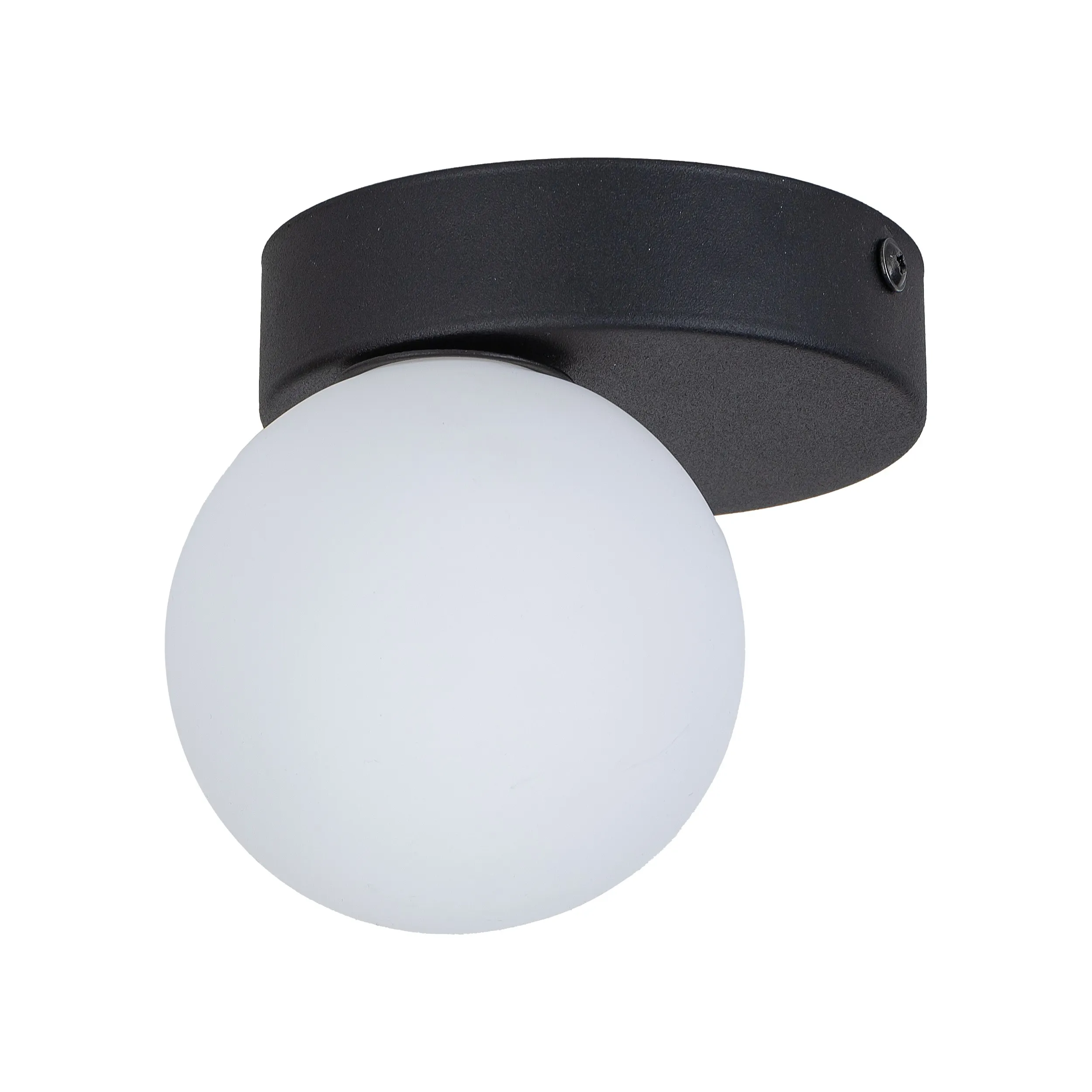 Lampa sufitowa BIANCA czarna z białym okrągłym szklanym kloszem 16x15x12cm — zdjęcie 2