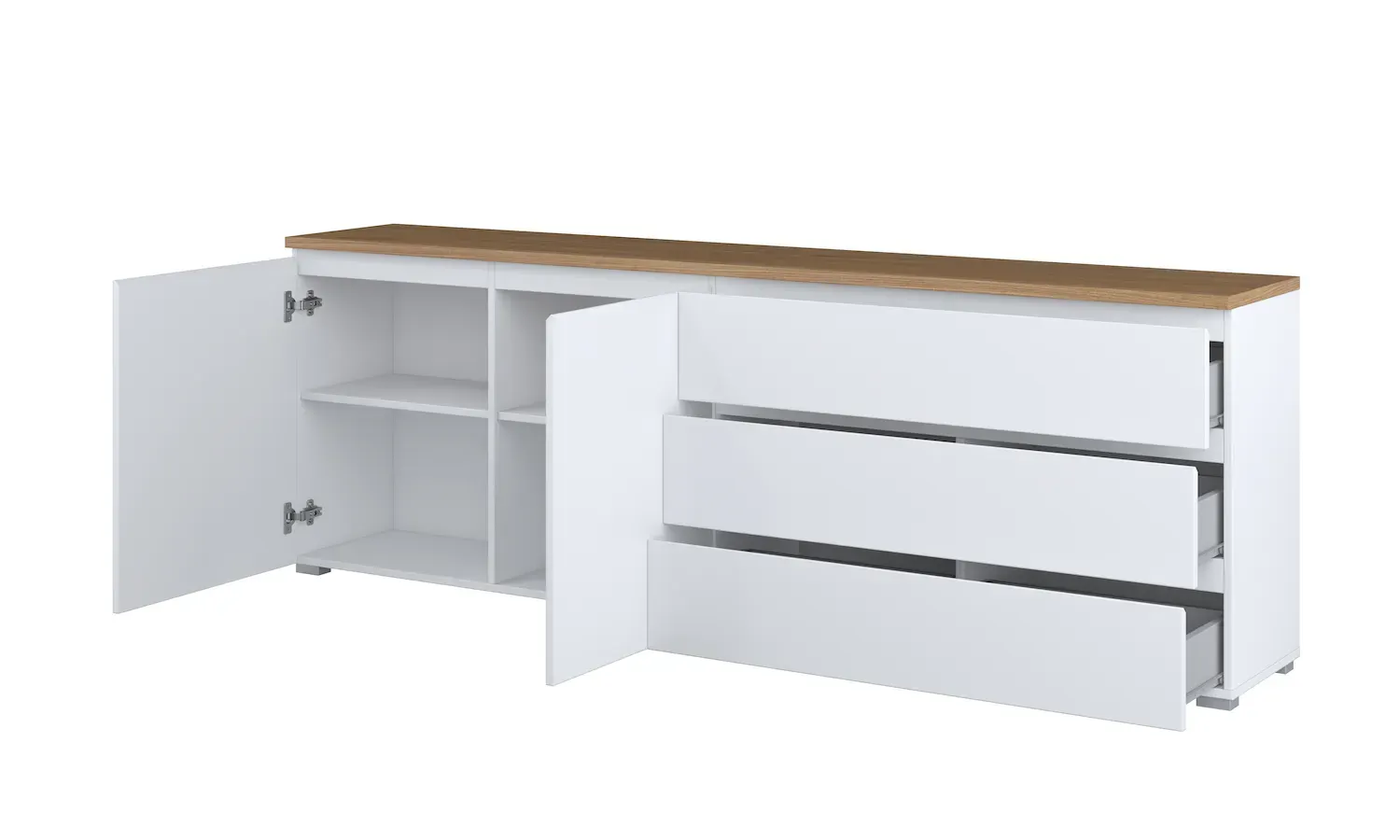 Komoda 2-drzwiowa z 3 szufladami MODO 200cm biały dąb mauvella - 247VOJ28