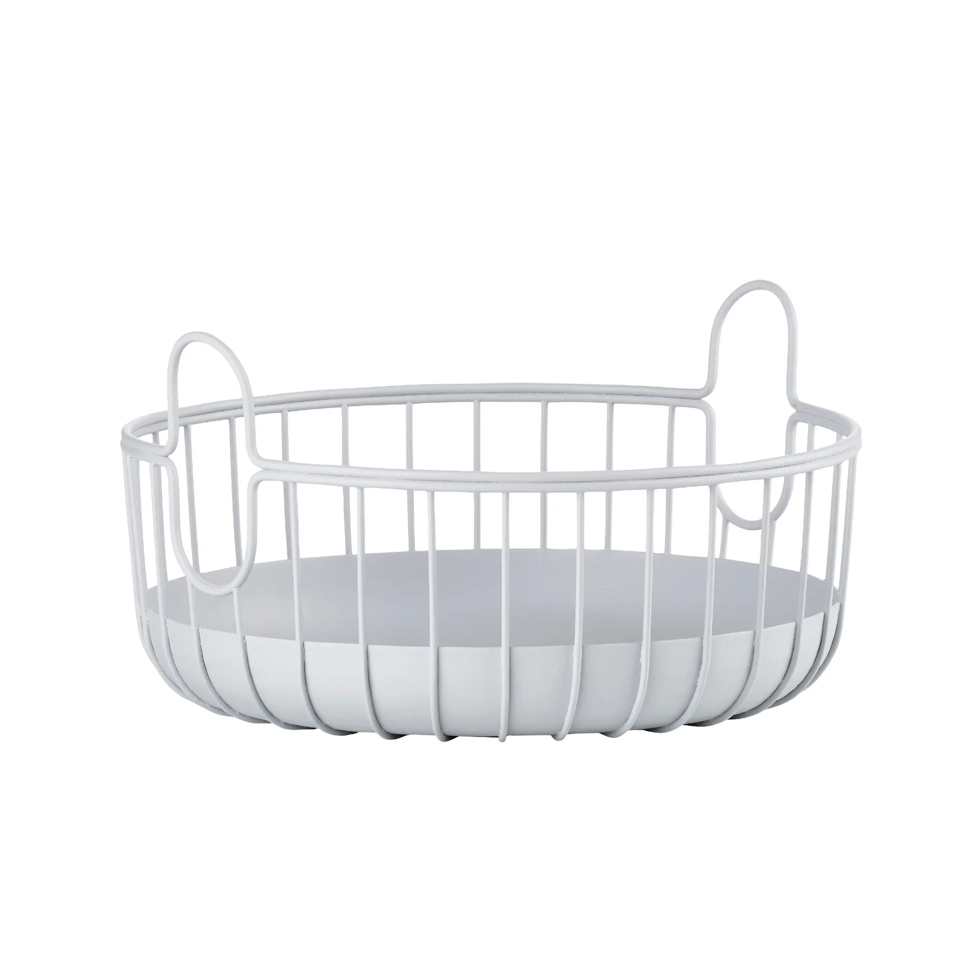 ZONE DENMARK Koszyk metalowy 22 x 8 cm, jasnoszary kosz na owoce, metalowy kosz, biały kolor, kuchenna organizacja, okrągły kosz