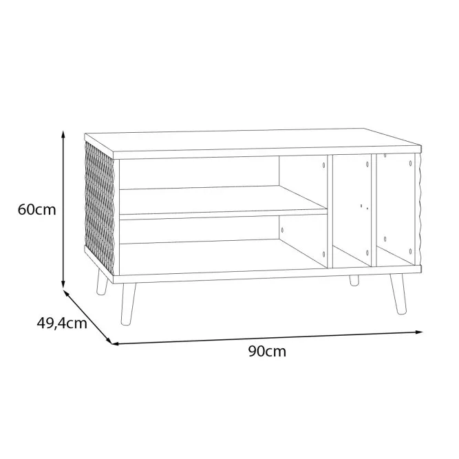 Stolik kawowy AKSANA z półką i przegrodami - dąb mauvella, biały - CFTT5204-M992