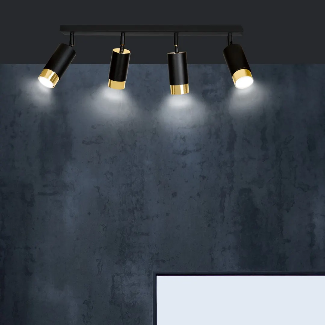 Lampa sufitowa HIRO 4 czarny złoty — zdjęcie 5