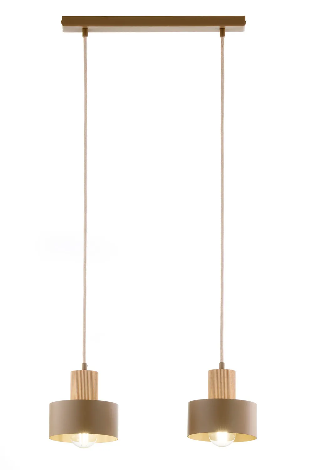 lampa wisząca, podwójna lampa, kinkiet sufitowy, metalowy abażur, żarówka LED