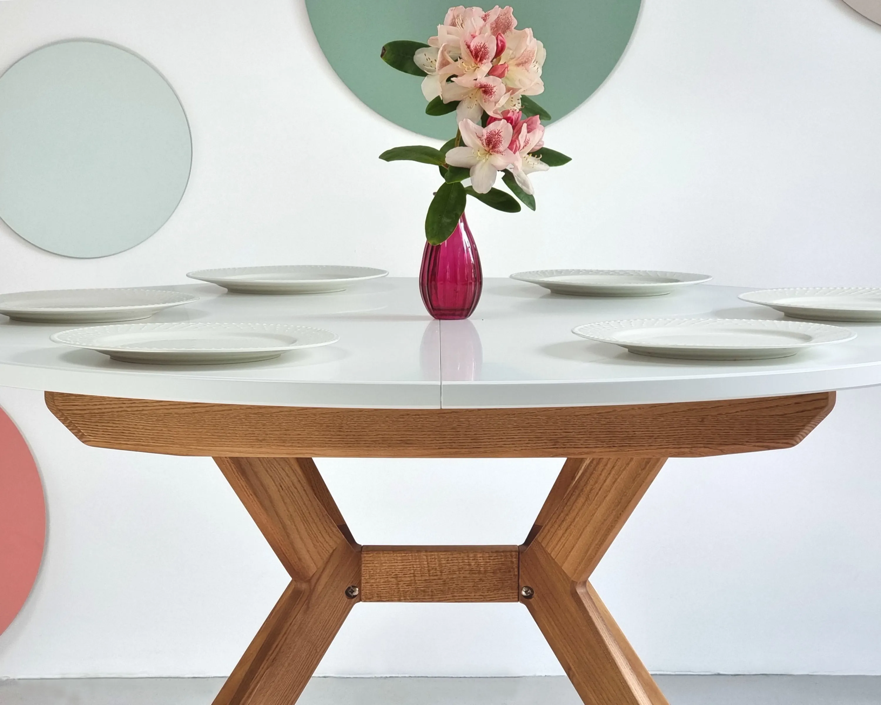 Okrągły stół rozkładany BIJU FI 120-170cm czarny dąb - RGBTBR_120_BLK_OAK