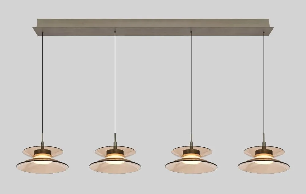 image lampa wisząca, lampa czteroramienna, kolor miedziowy, klosz półprzezroczysty, metalowy zawieszany sufit