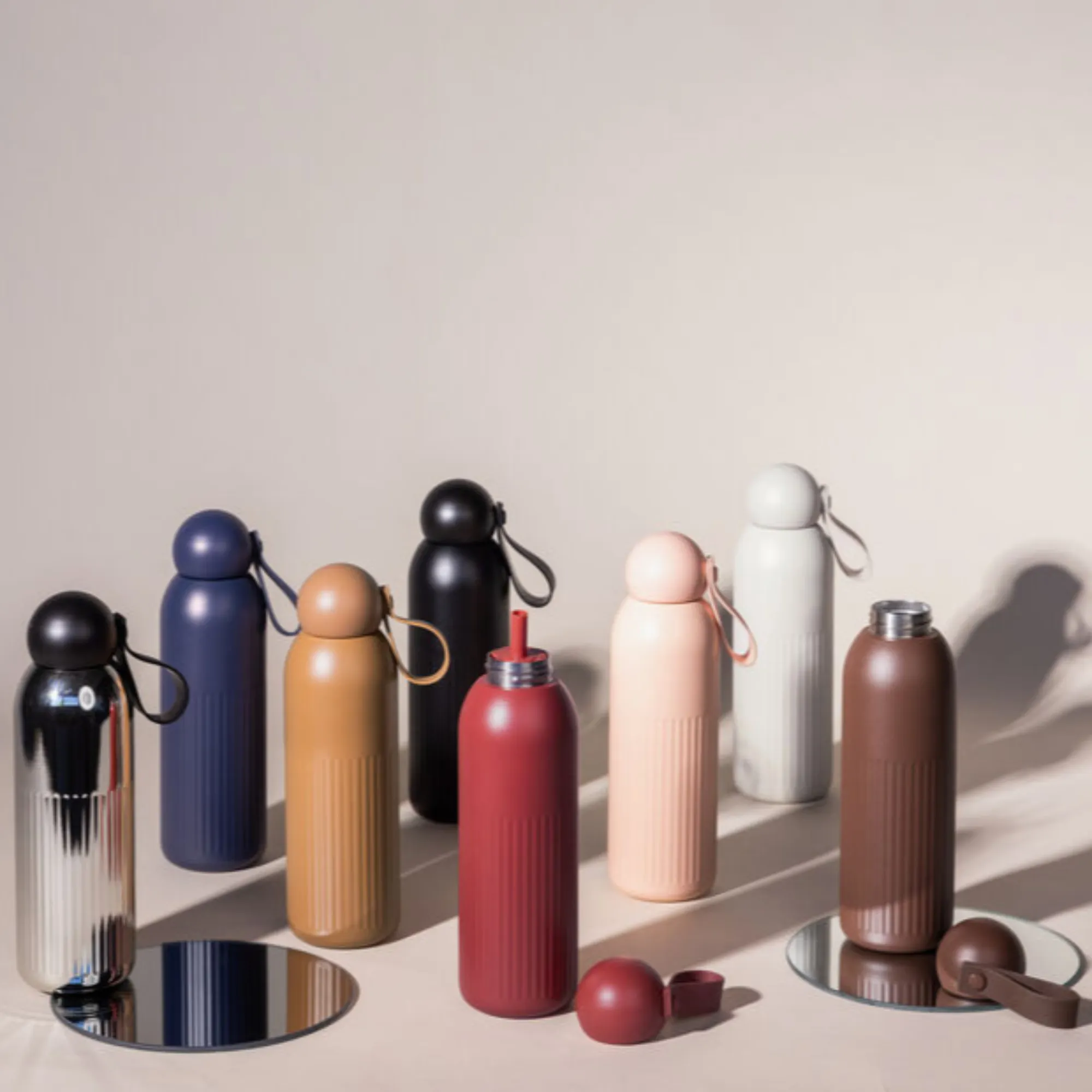 image butelka, termos, plastik, kolorowy, zestaw