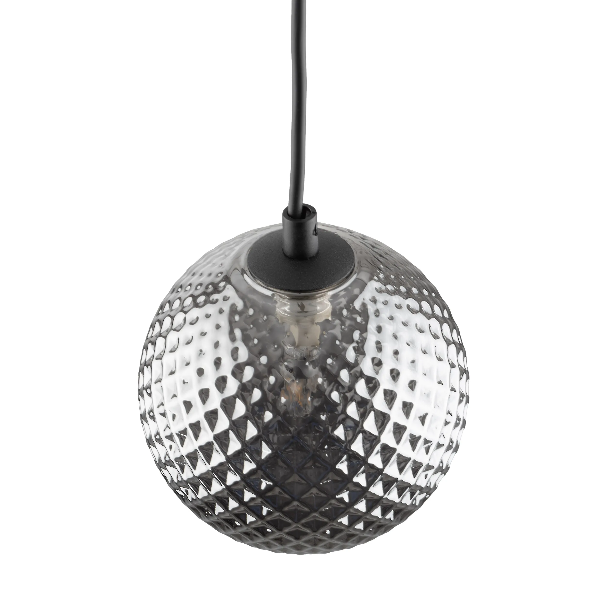 Lampa wisząca ELENA czarna z szarym kryształowym szklanym okrągłym kloszem 160x15cm - TK_5745