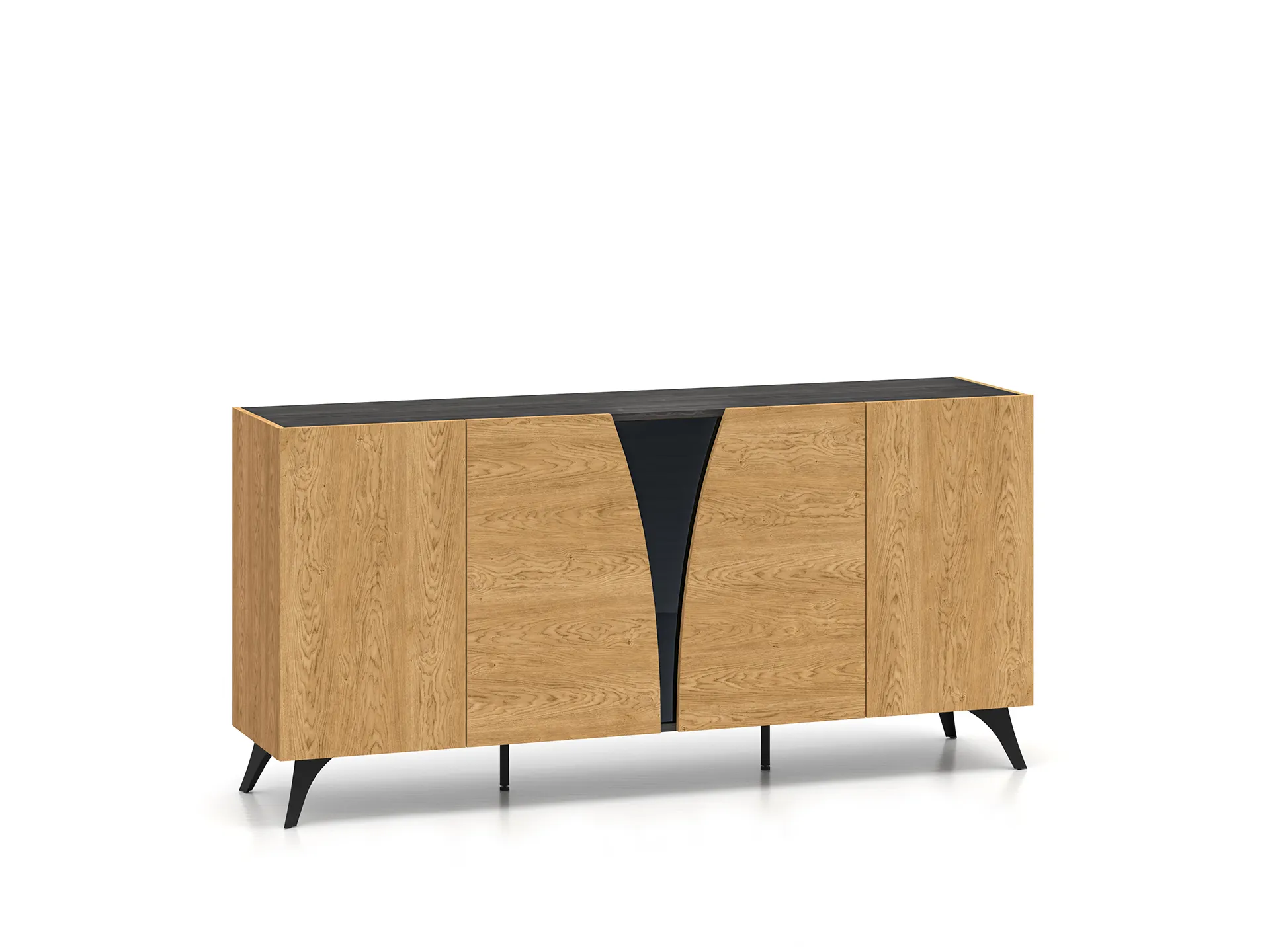 Komoda 5-drzwiowa TOSCANIA 04 dąb baltic dune jesion prestige czarny Meble, kredens