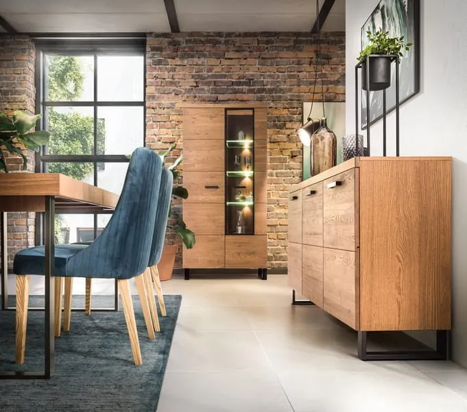 Komoda 3-drzwiowa PRATTO 45 dąb rustical czarny 150x90x42cm - TH-100-1430