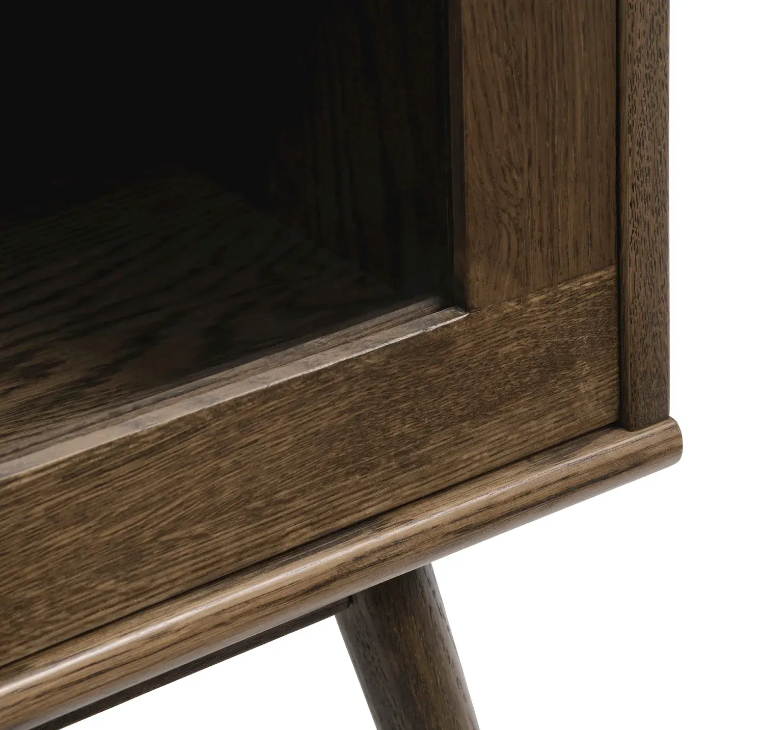 Witryna niska z rattanem BARRALI 2-drzwiowa z 2 szufladami - dąb wędzony, naturalny - UN_46722930