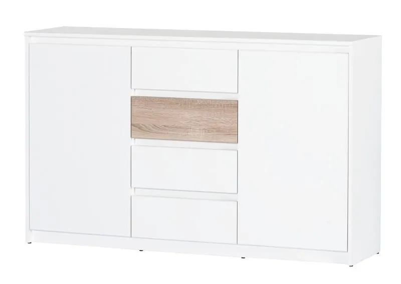 Komoda WENECJA 06 2-drzwiowa z szufladami biała dąb sonoma 145x90x38cm