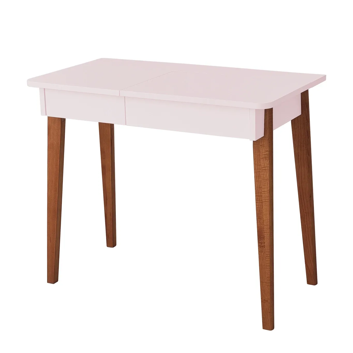 Toaletka z lustrem MEWISE 90x48cm różowa kolor nóg dąb