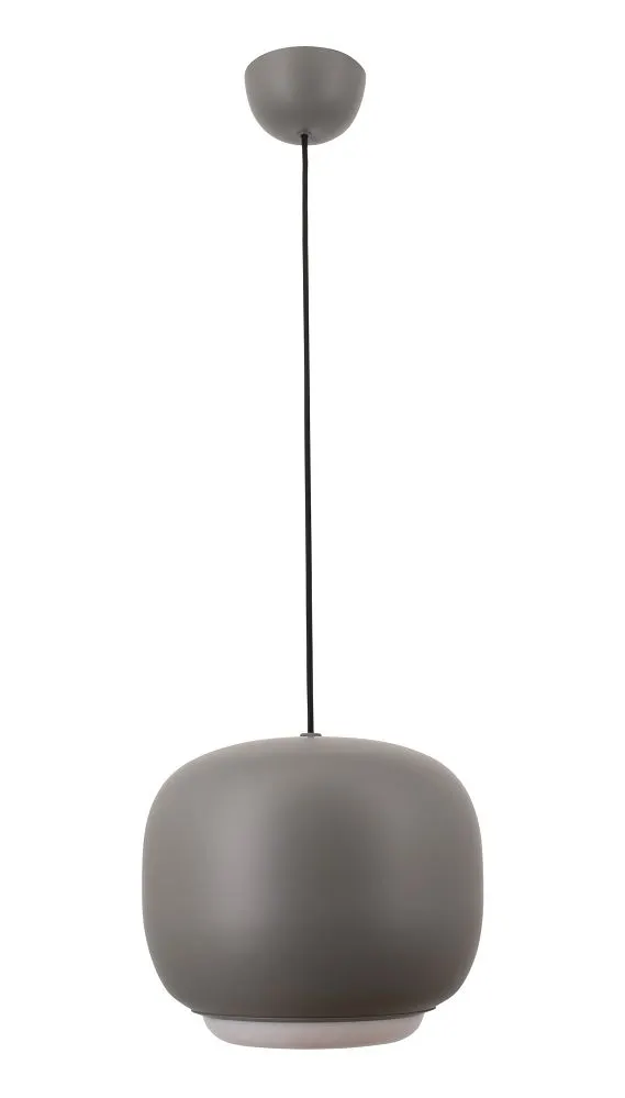 image lampa wisząca, globusowy abażur, szary kolor, korpus ceramiczny, czarny przewód