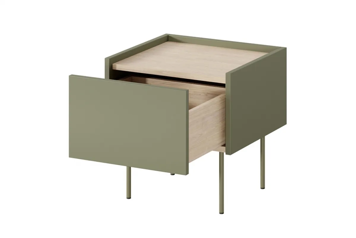 Szafka nocna DESIN 45 z 1 szufldą - oliwka - dąb nagano - B_149155