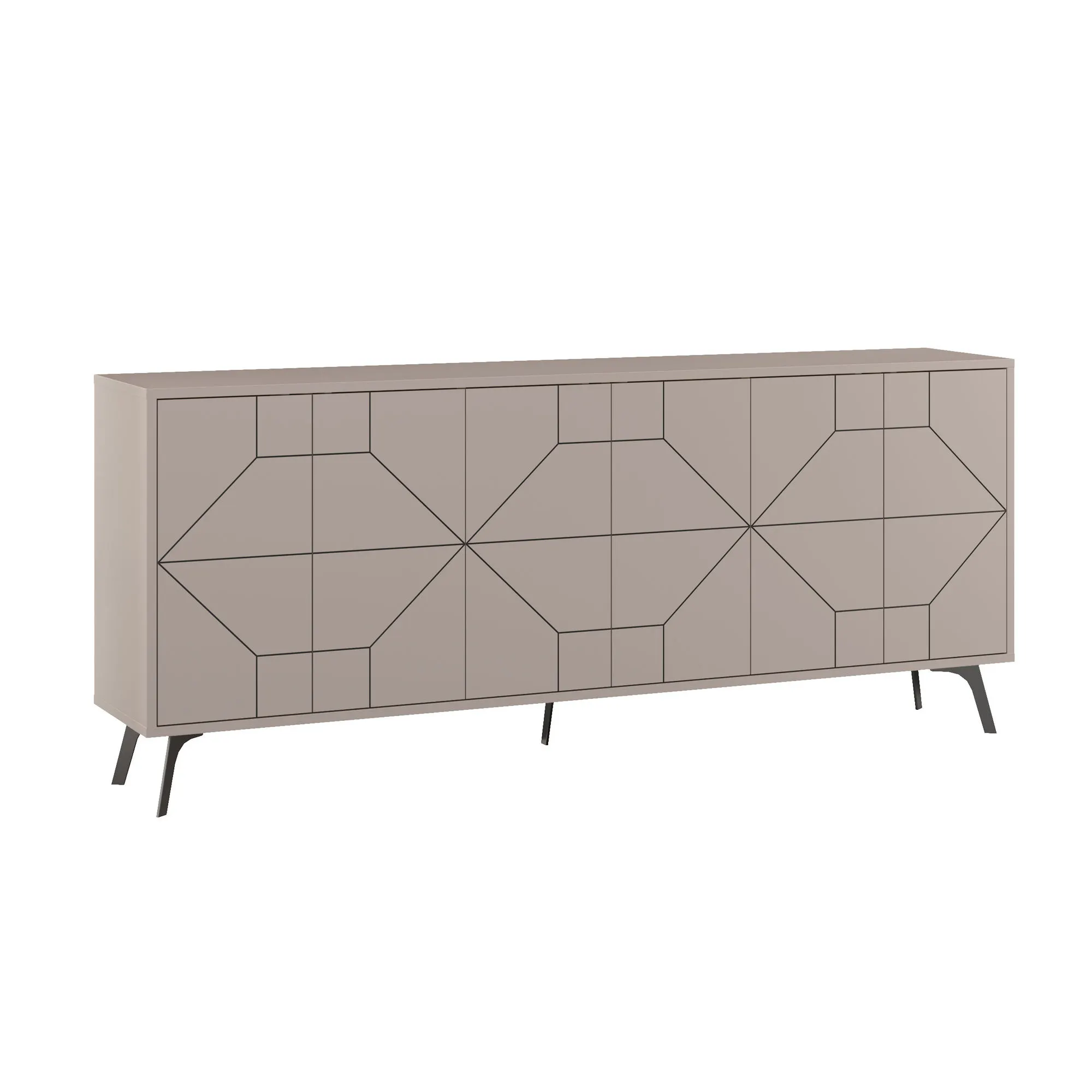 Komoda 6-drzwiowa DUNE 184 cm na metalowych nóżkach jasna mocha