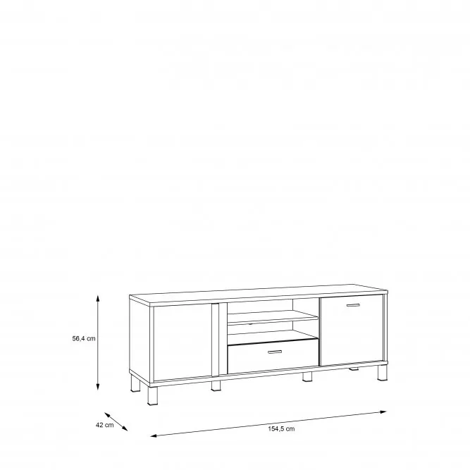 Szafka 2-drzwiowa z szufladą RTV HAYATO 155x56x42 świerk alpejski, czarny - HYTT231R-M215