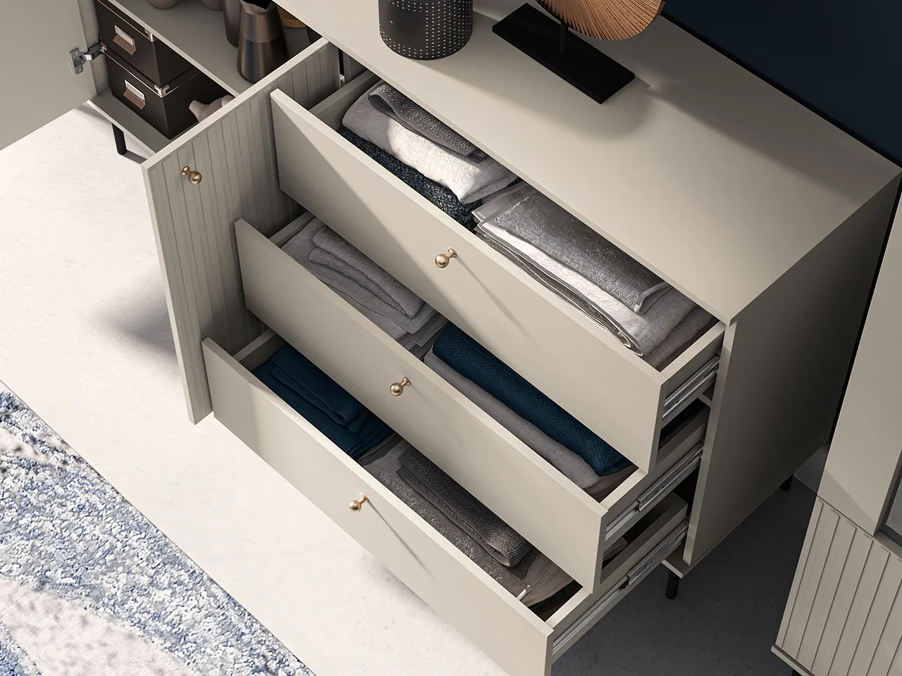 Komoda 2-drzwiowa z szufladami SOPHIE 160 cm kaszmirowa - 1SOPH04-001