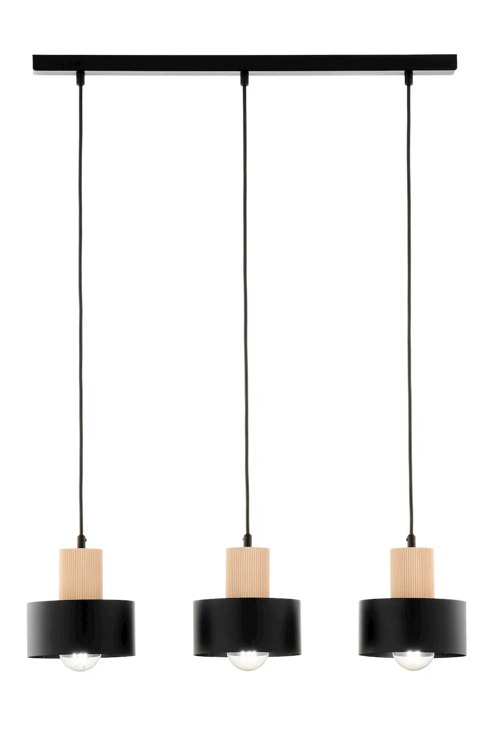 Lampa wisząca RIF WOOD 3 czarny drewno bukowe