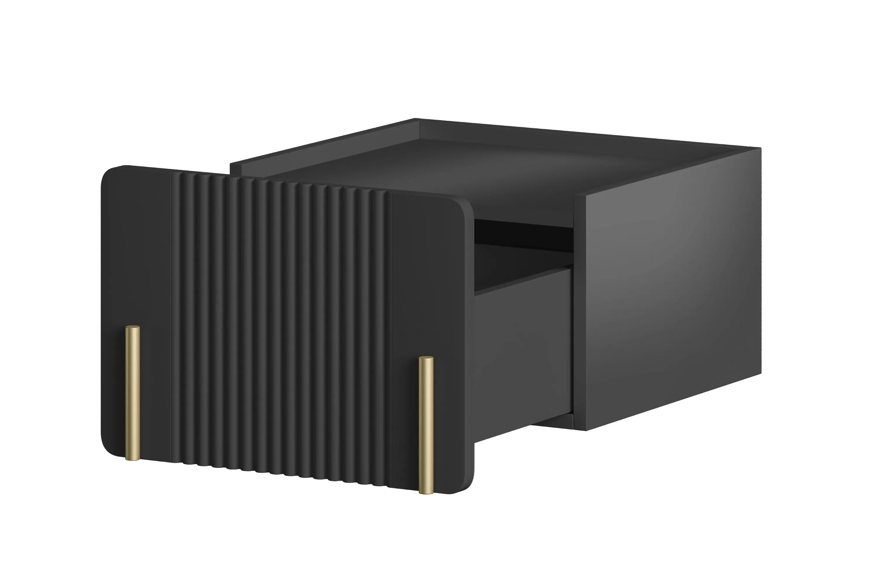 Szafka nocna wisząca z 1 szufladą MALMI 45cm - czarny - złoty - B_166955