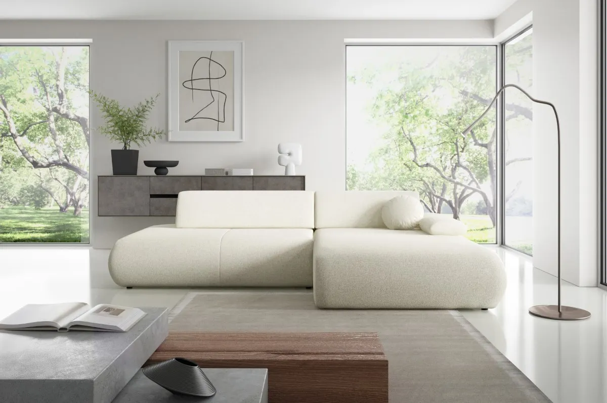 Narożnik rozkładany z pojemnikiem PUENTE 286 cm prawostronny kremowy - PUENTE_NAR_PUENTE03_P