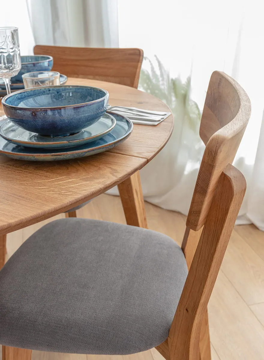 Krzesło drewniane LEON grafitowe siedzisko dąb olejowany - KULKLM85