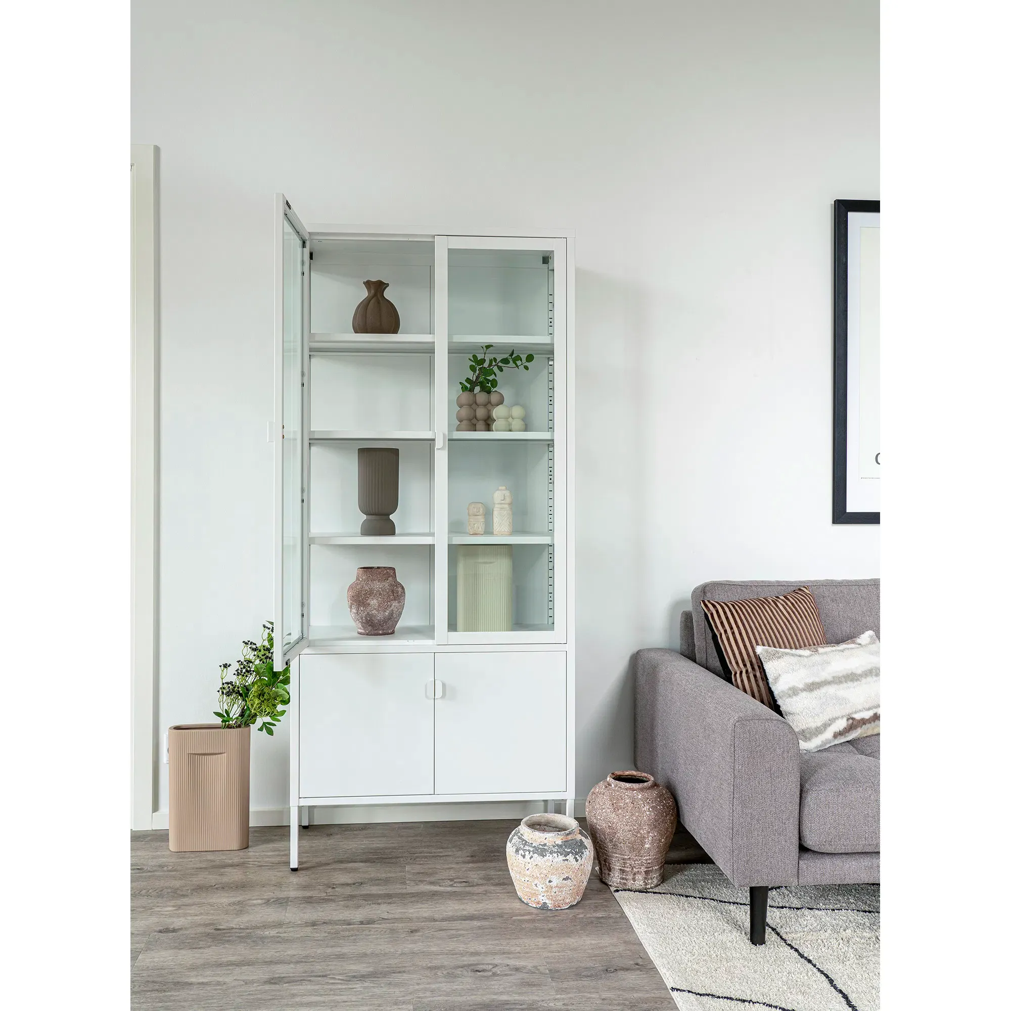 Witryna 4-drzwiowa BRISBANE przeszklone boki 80x35x180 cm - biała - 3001058