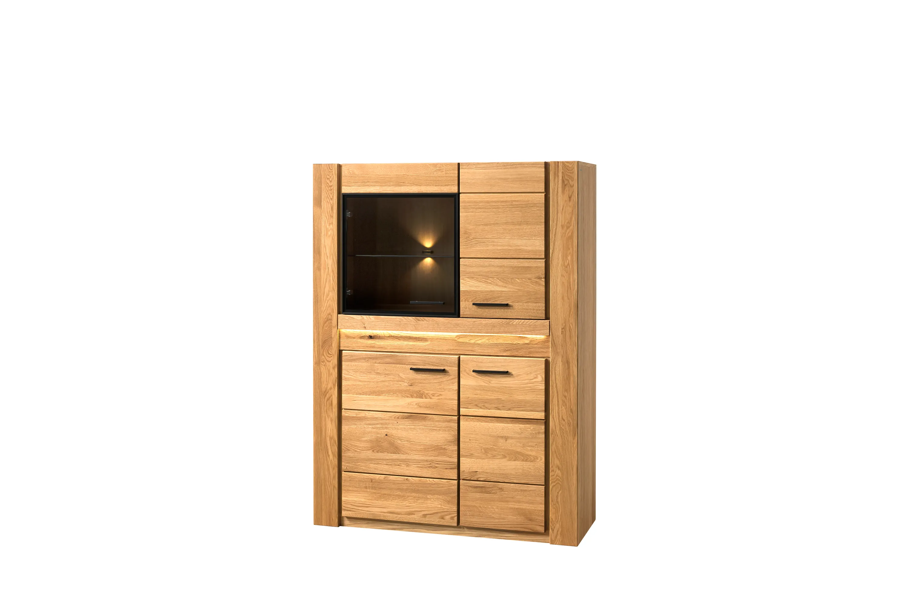 Witryna niska 4-drzwiowa VELVET NATURA 15 dąb naturalny grafit 150x110x42cm