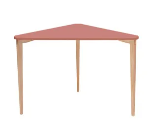 Biurko narożne NAJA 114x85 trójkątne koralowy blat/bukowe nogi Biurko narożne NAJA 114x85 trójkątne koralowy blat/bukowe nogi