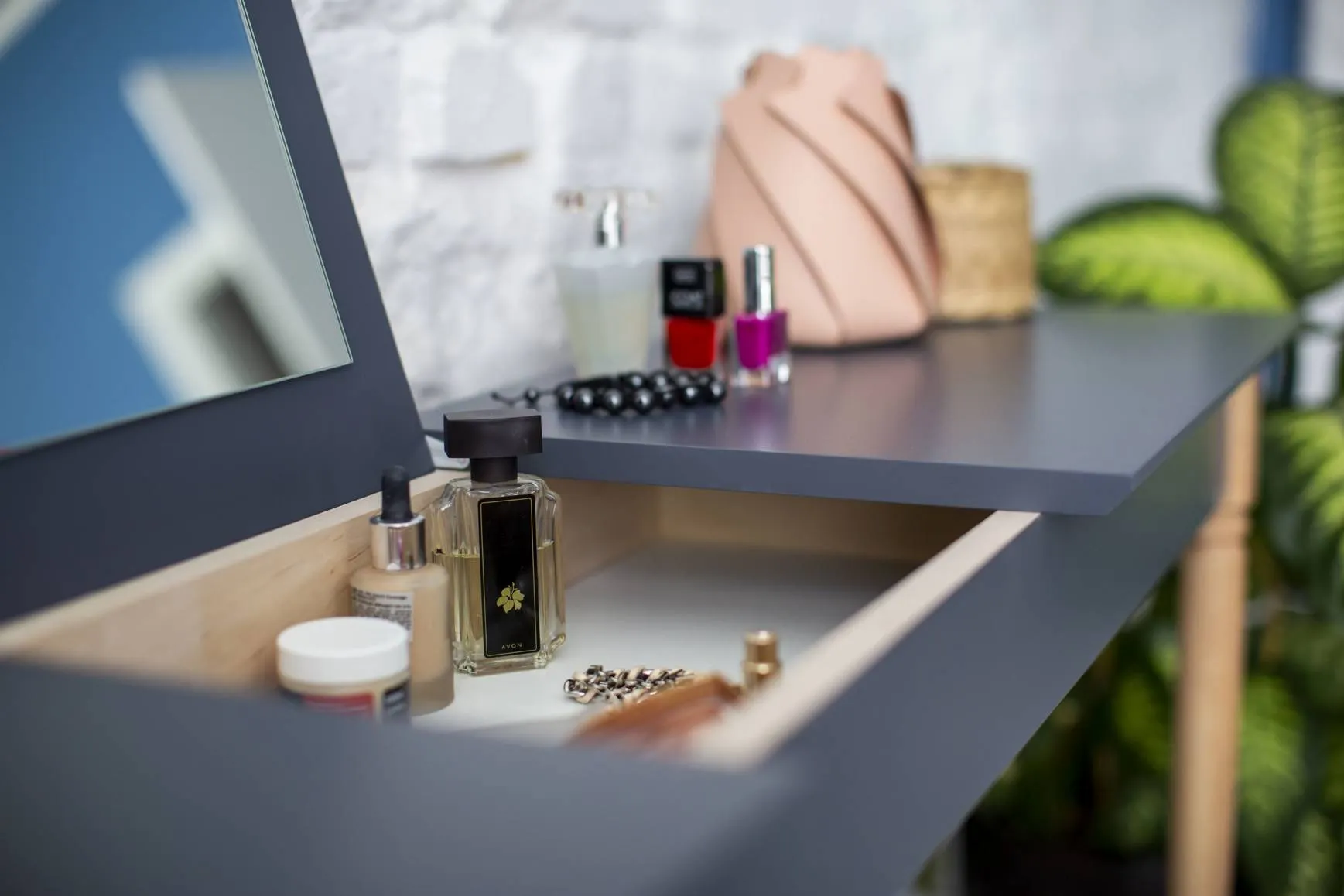 Toaletka z lustrem MAMO - 85x35cm miętowy naturalny - NRAGABADTMA211