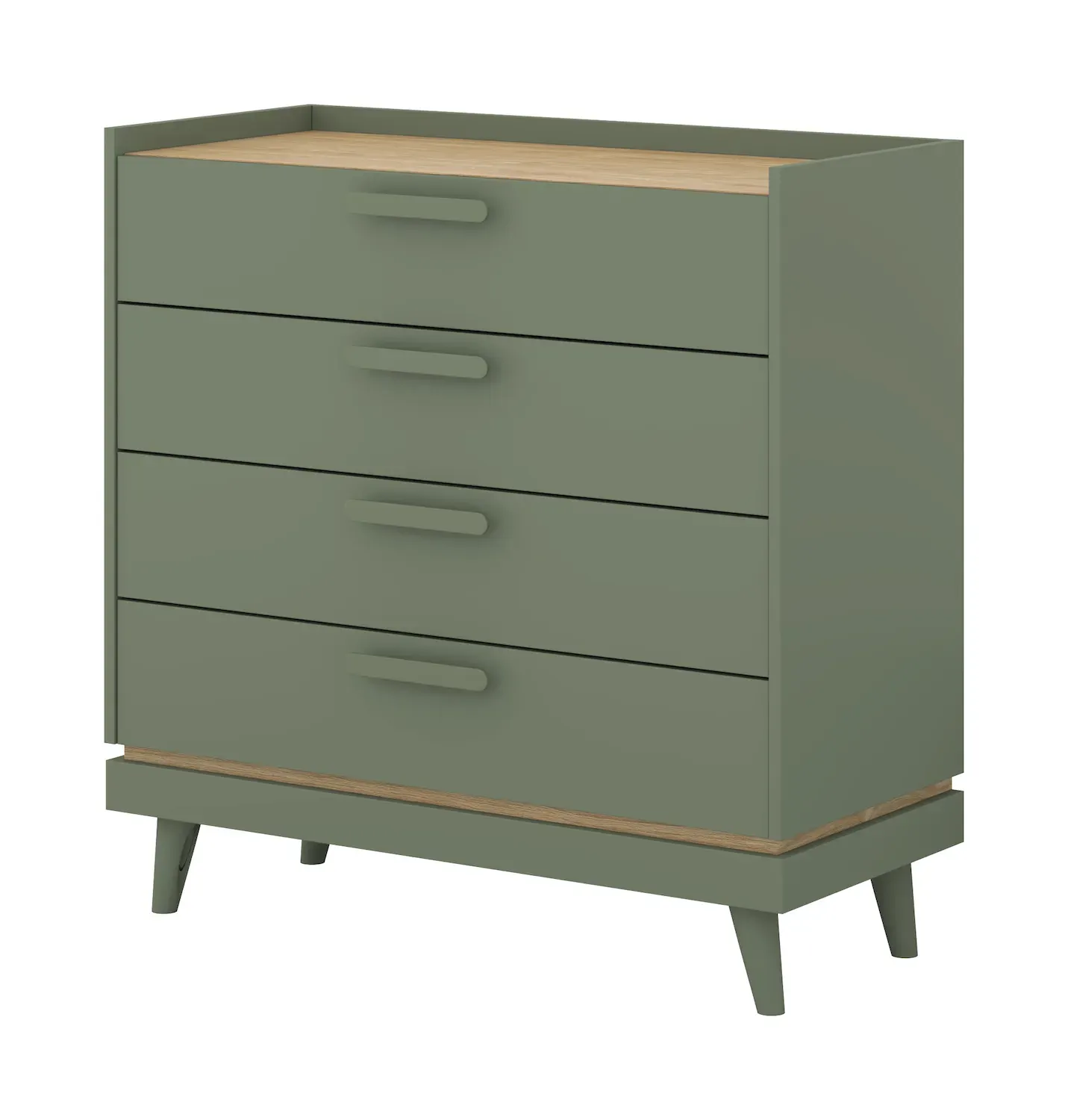 Komoda z 4 szufladami SCANDI 27 zielony-dąb olejowany