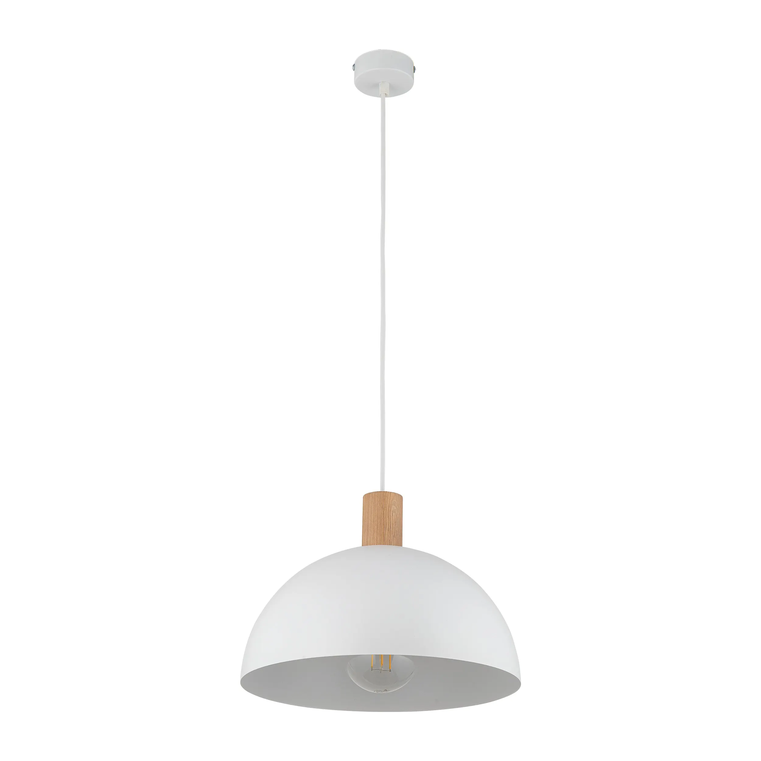 Lampa wisząca OSLO biała z drewnianym elementem okrągła 170x33cm