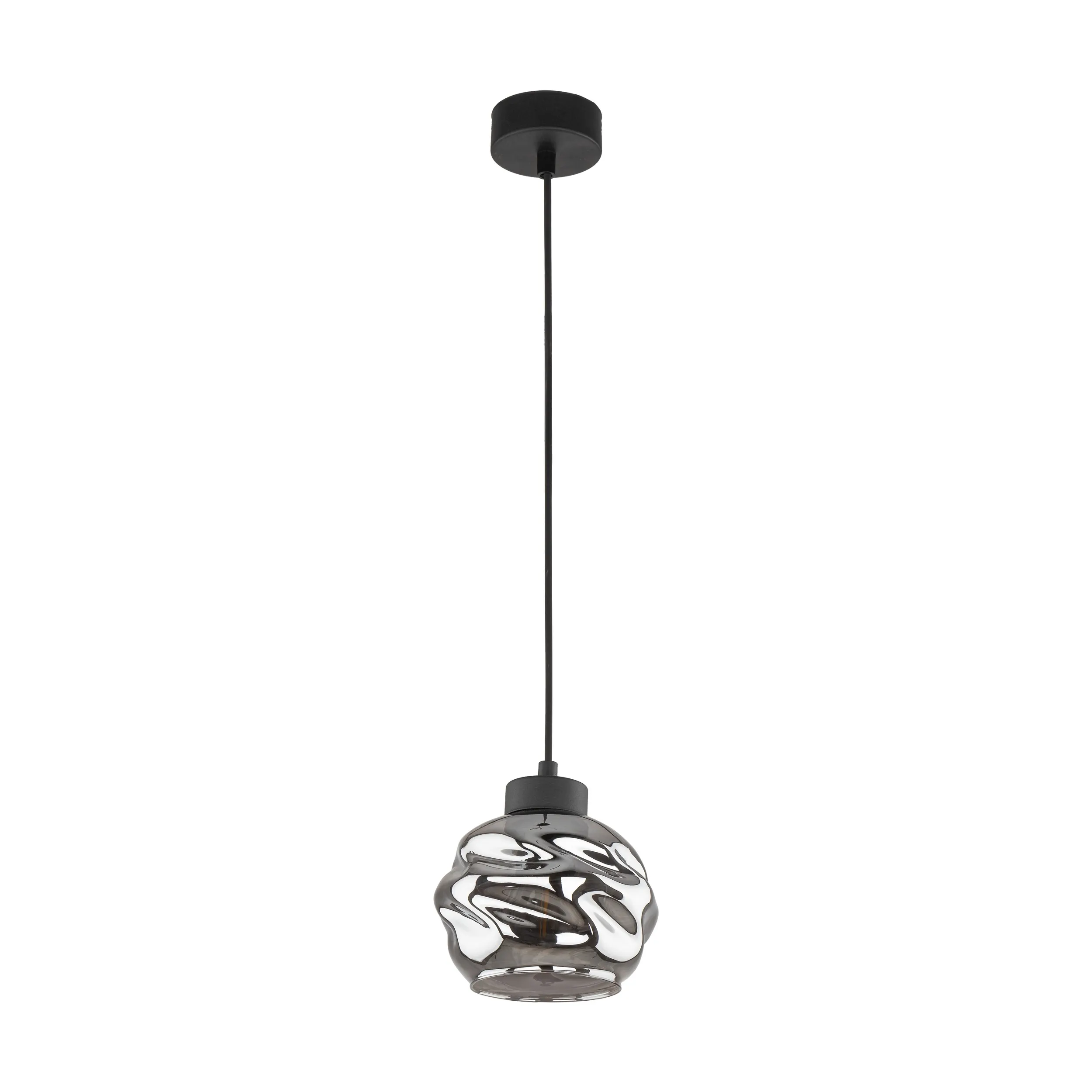 Lampa wisząca ZULIA czarna z szarym nieregularnym szklanym kloszem 160x15cm