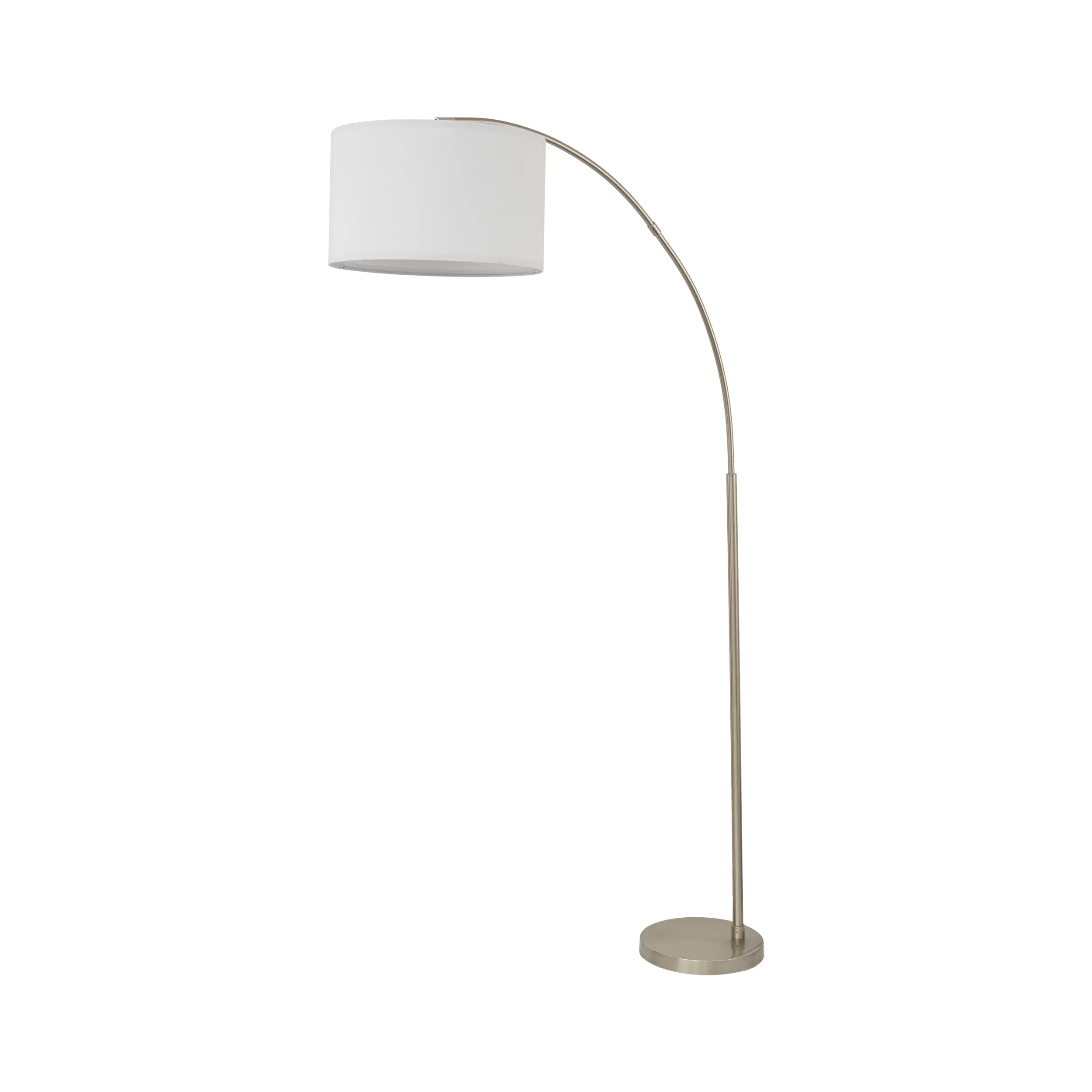Lampa podłogowa ZENITH brązowa z białym okrągłym abażurem 200x130x50cm - TK_16022