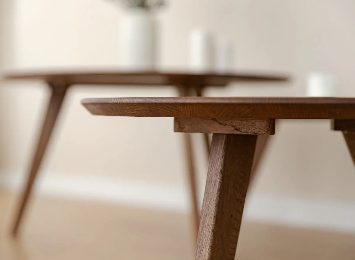 Stolik kawowy dębowy ORBETELLO okrągły 70 cm tabacco - 3SORB58T