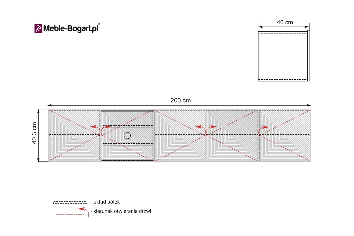 Szafka RTV ASHA 200 5D - biały mat - ryflowany front - wisząca - B_52545