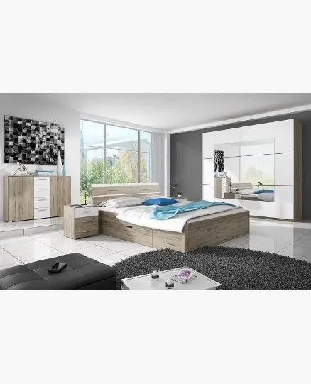 Komoda BETA 26 dwudrzwiowa z szufladami dąb sanremo biała 132x93x38cm - 22AE1626