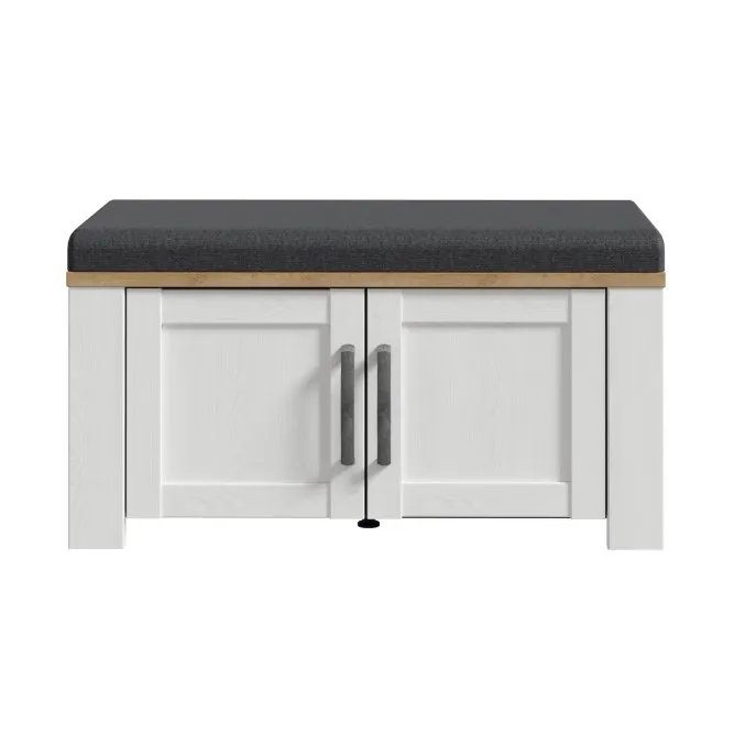 Szafka na buty CHISBURY z tapicerowanym siedziskiem - dąb riviera, modrzew jasny sibu - BHLD021-M482