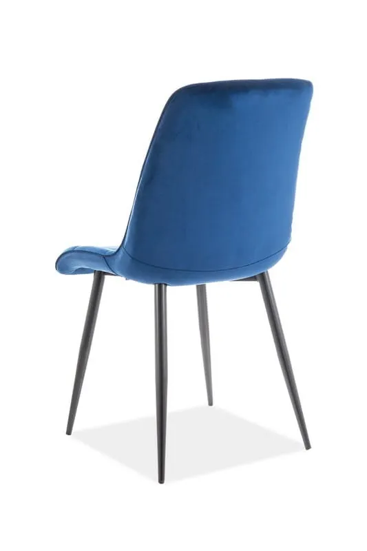 Krzesło tapicerowane CHIC VELVET Bluvel 86 pikowane granatowe czarne nogi — zdjęcie 3