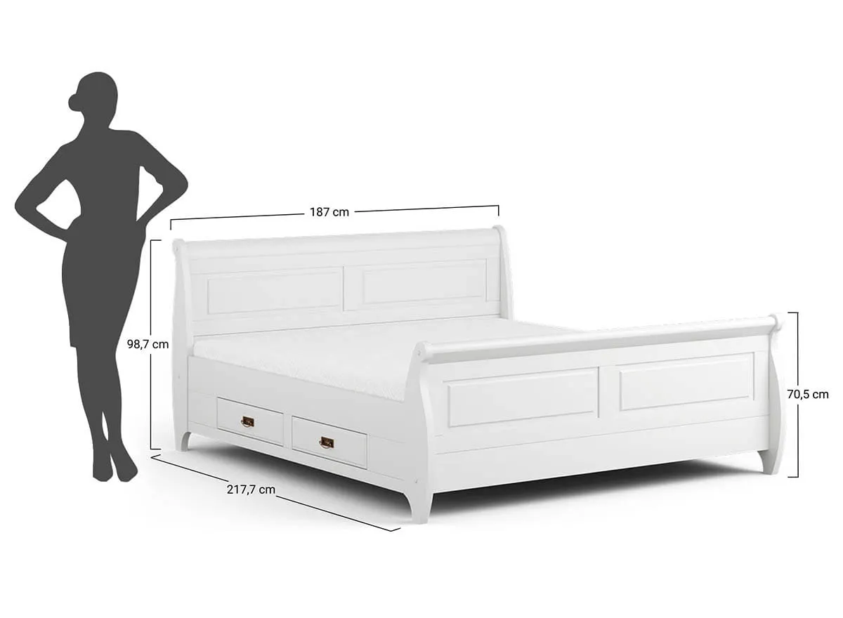 Łóżko sosnowe z 4 szufladami Toskania 180cm Kolor: bejca - PL2029