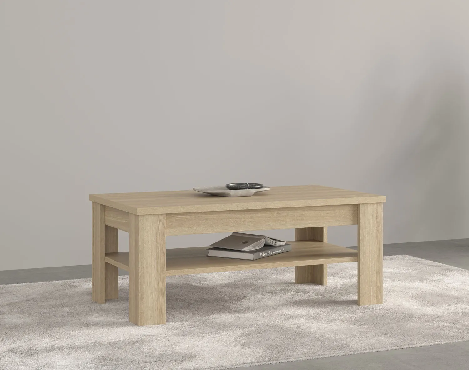 Stolik kawowy z półką CUBA II 65x120 dąb samdal - 24DEOC99